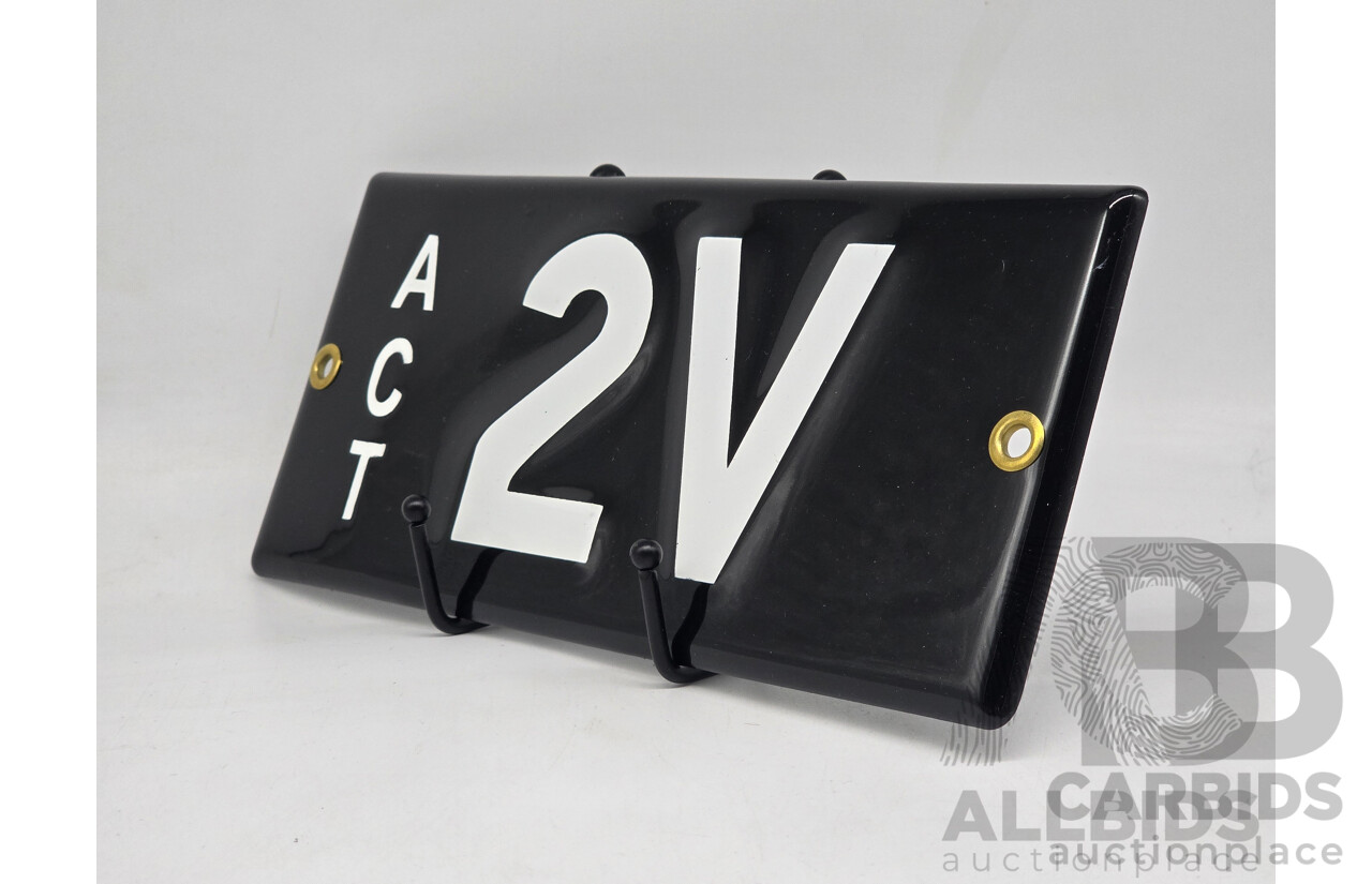 ACT Two Character Alpha Numeric Number Plate - 2V