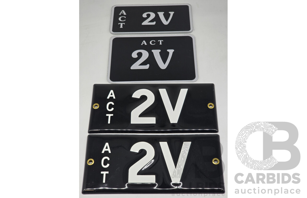 ACT Two Character Alpha Numeric Number Plate - 2V