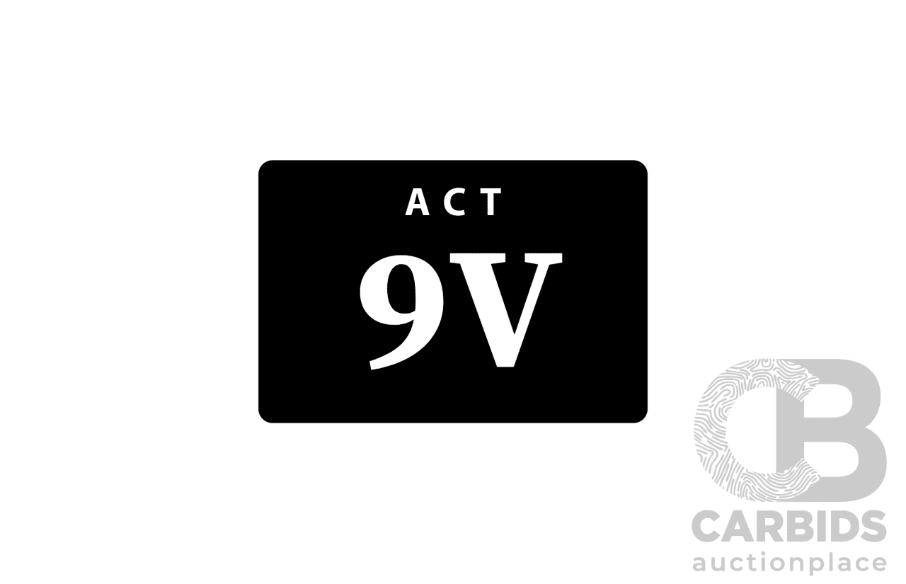 ACT Two Character Alpha Numeric Number Plate  9V (Number 9, Letter V)