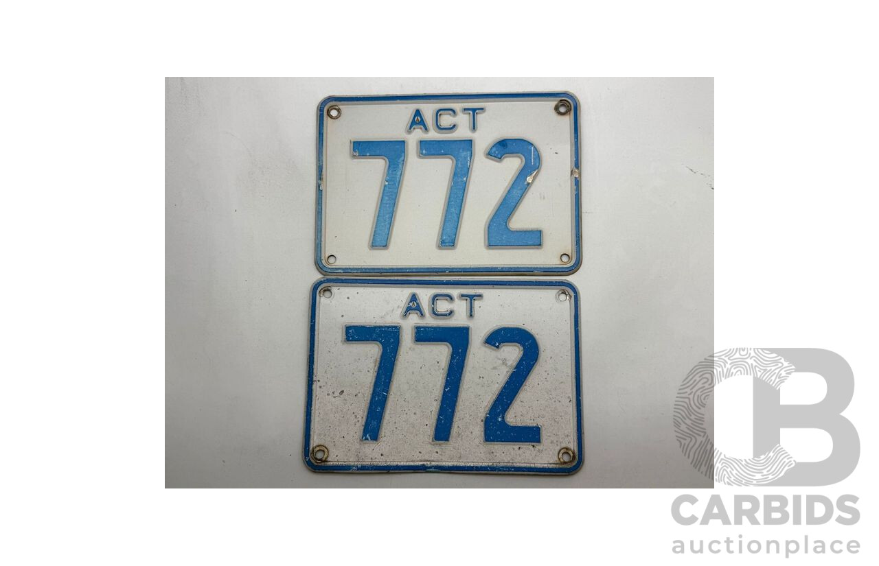ACT 3 Digit Numerical Motor Vehicle Number Plate - 772