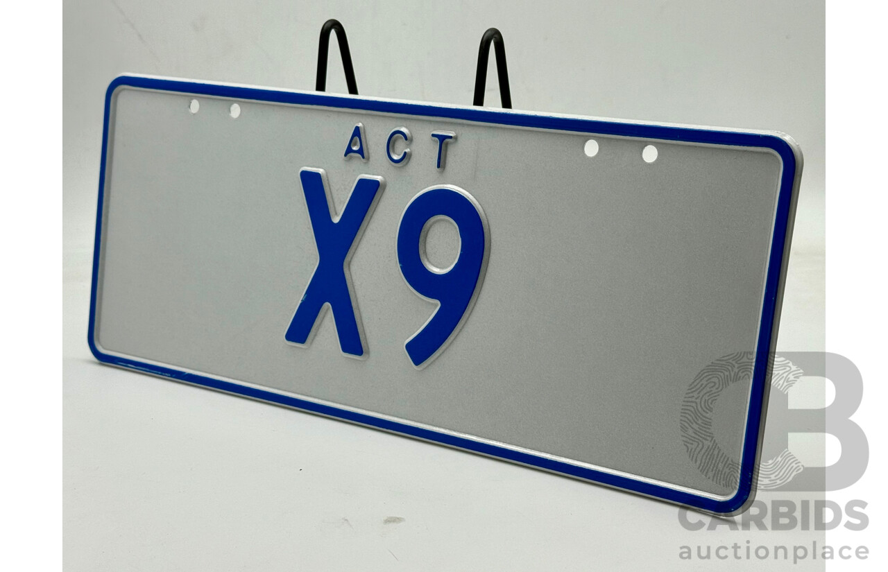 ACT 2 Character Motor Vehicle Number Plate - X9