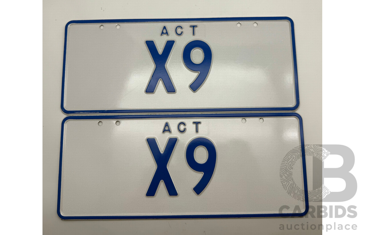 ACT 2 Character Motor Vehicle Number Plate - X9