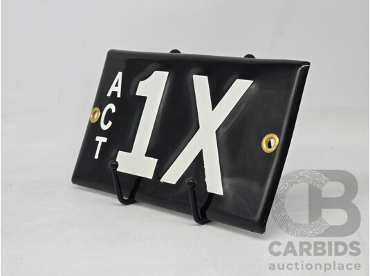 ACT Two Character Alpha Numeric Number Plate - 1X (Number 1, Letter X)