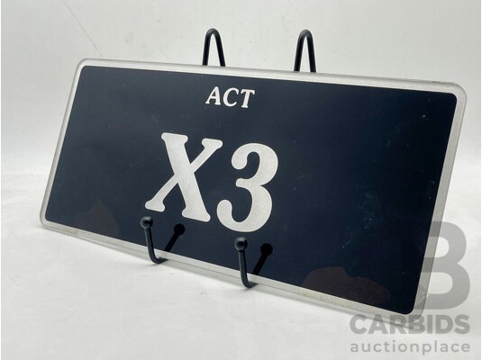 ACT 2 Character Motor Vehicle Number Plate - X3