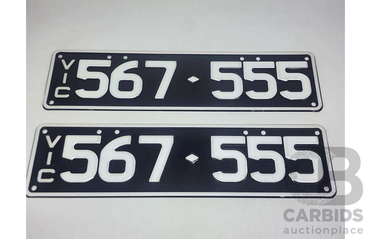 Victorian VIC Custom 6 - Digit Numerical Number Plate 567.555