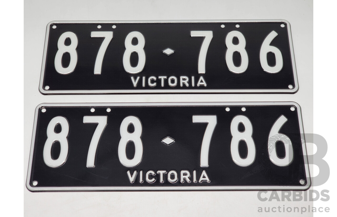 Victorian VIC Custom 6 - Digit Numerical Number Plate 878.786