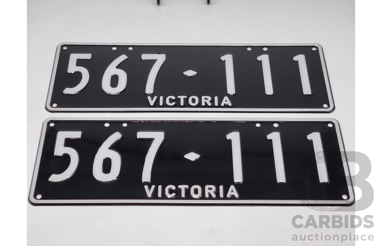 Victorian VIC Custom 6 - Digit Numerical Number Plate 567.111