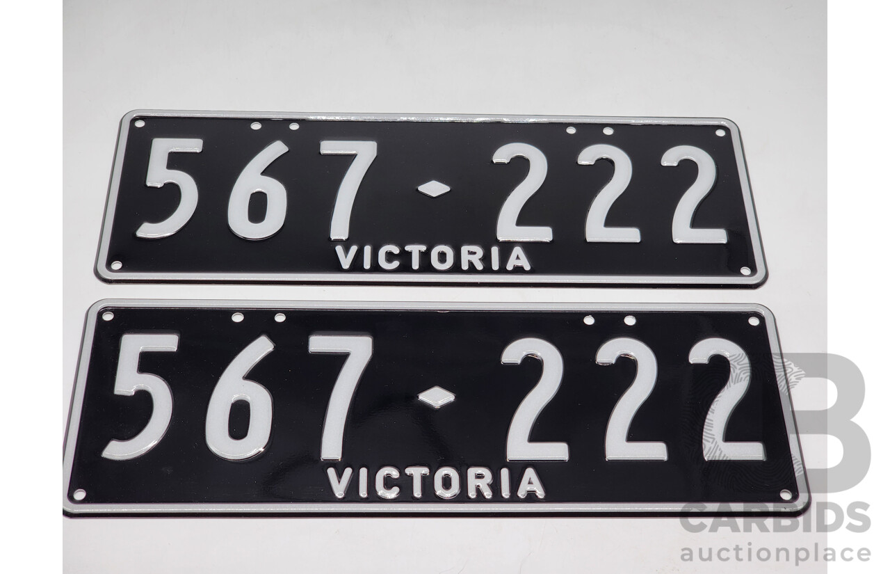 Victorian VIC Custom 6 - Digit Numerical Number Plate 567.222