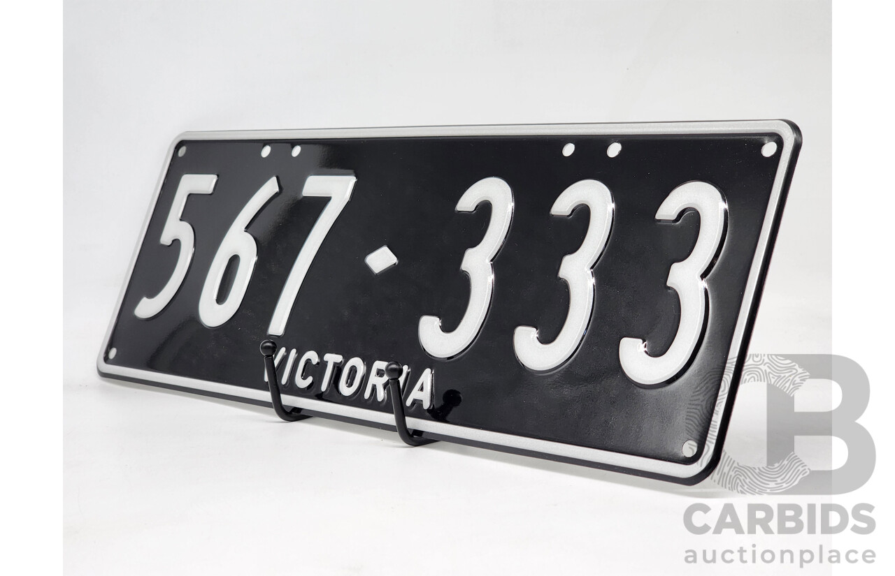 Victorian VIC Custom 6 - Digit Numerical Number Plate 567.333
