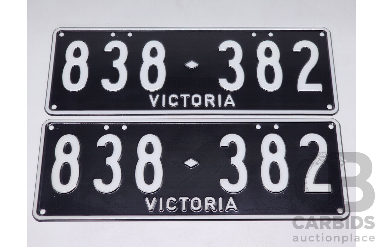Victorian VIC Custom 6 - Digit Numerical Number Plate 838.382