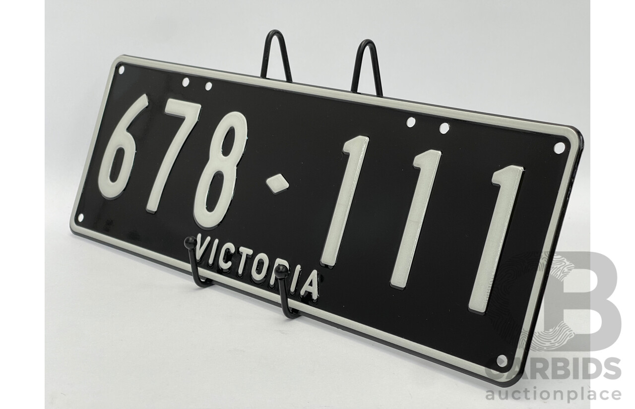 Victorian VIC Custom 6 - Digit Numerical Number Plate - 678.111