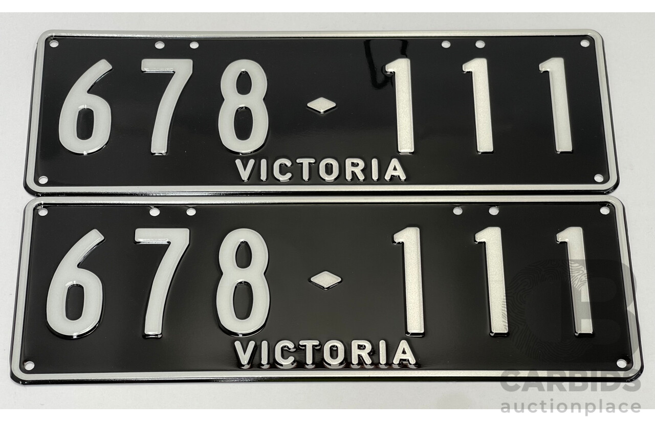 Victorian VIC Custom 6 - Digit Numerical Number Plate - 678.111