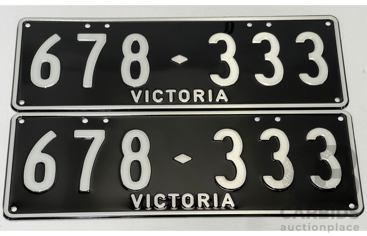Victorian VIC Custom 6 - Digit Numerical Number Plate - 678.333