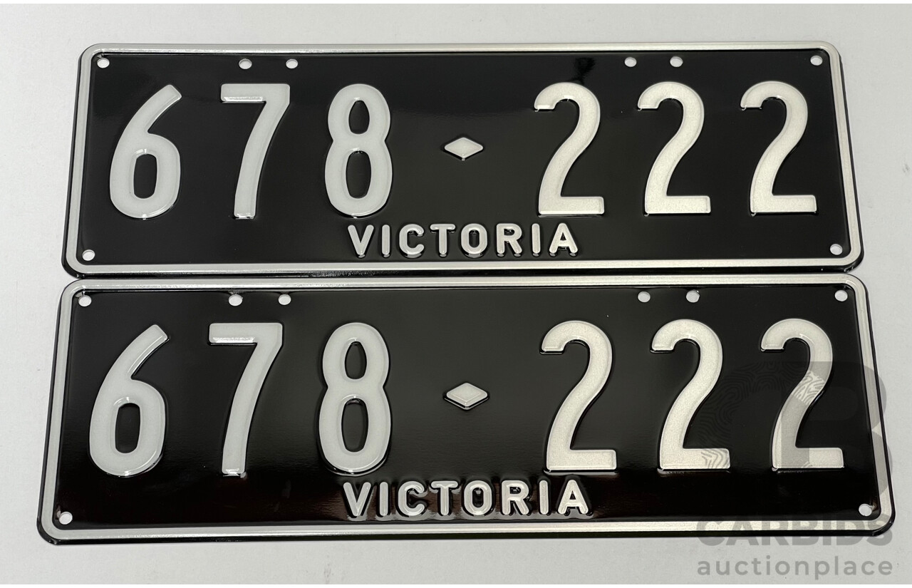Victorian VIC Custom 6 - Digit Numerical Number Plate - 678.222