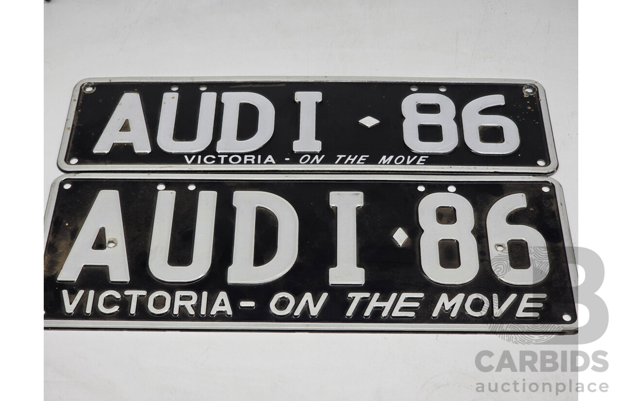 Victorian VIC Custom 6 Character Number Plate - AUDI.86