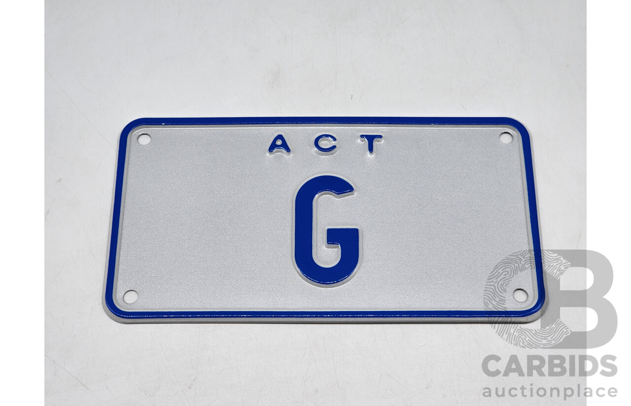 ACT Single Letter Motorbike Number Plate - G