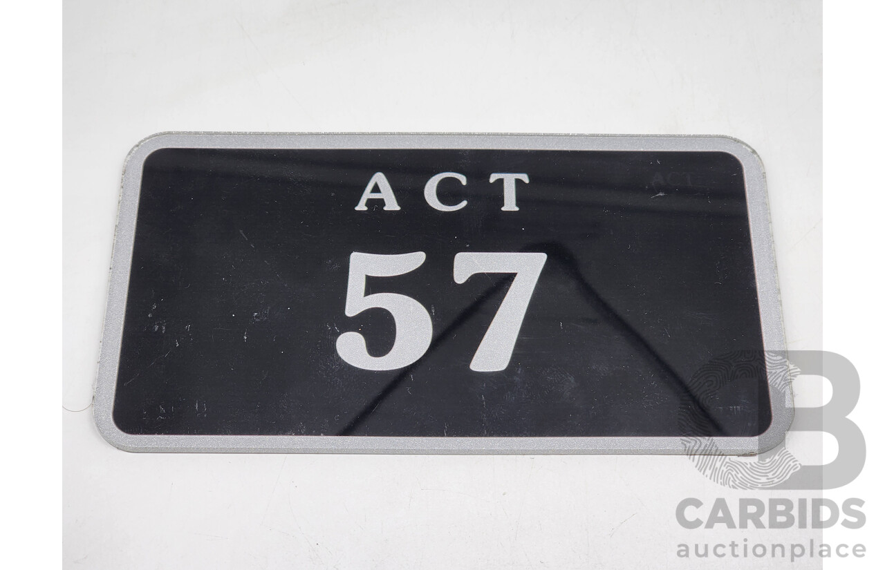 ACT Two Digit Numerical Motorbike Number Plate - 57