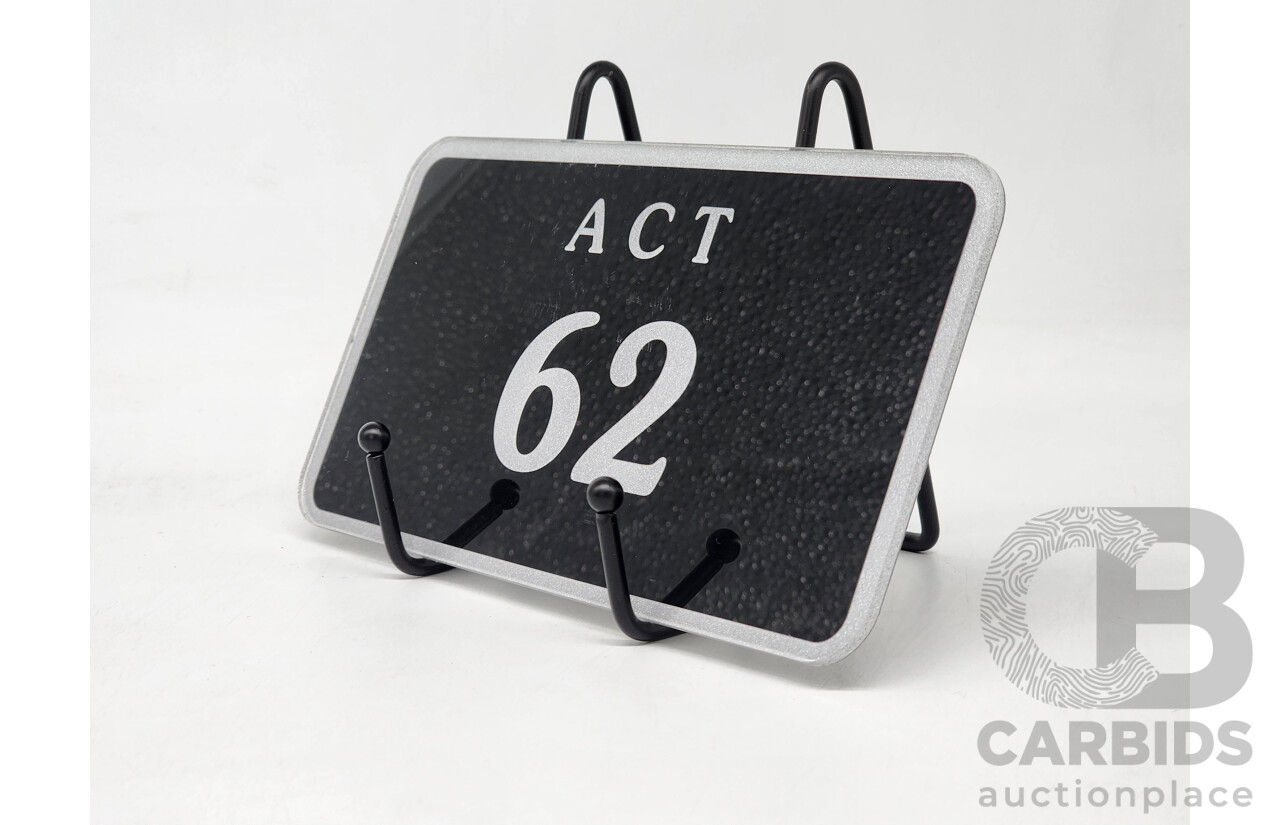 ACT Two Digit Numerical Motorbike Number Plate - 62