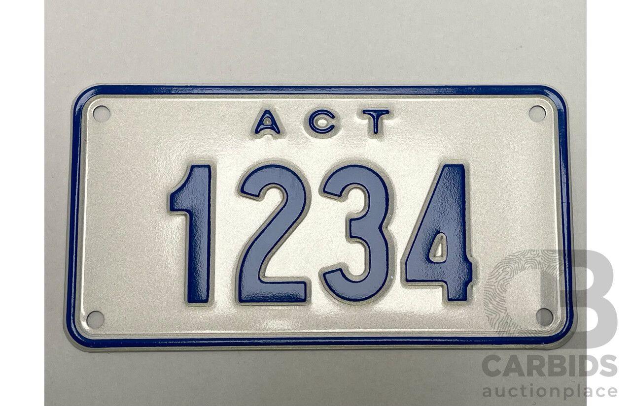 ACT Four Digit Numerical MOTORBIKE Number Plate - 1234
