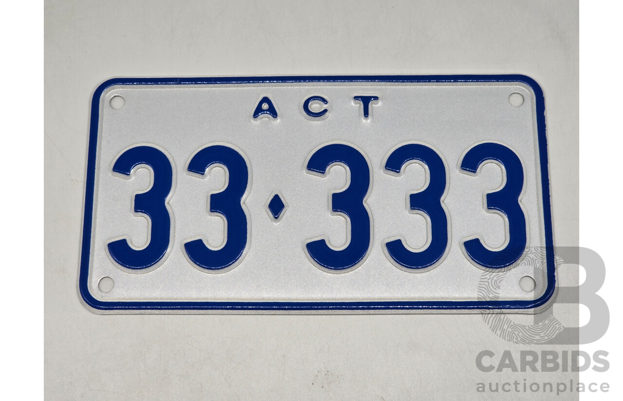 ACT Five Digit Numerical Motorbike Number Plate - 33.333