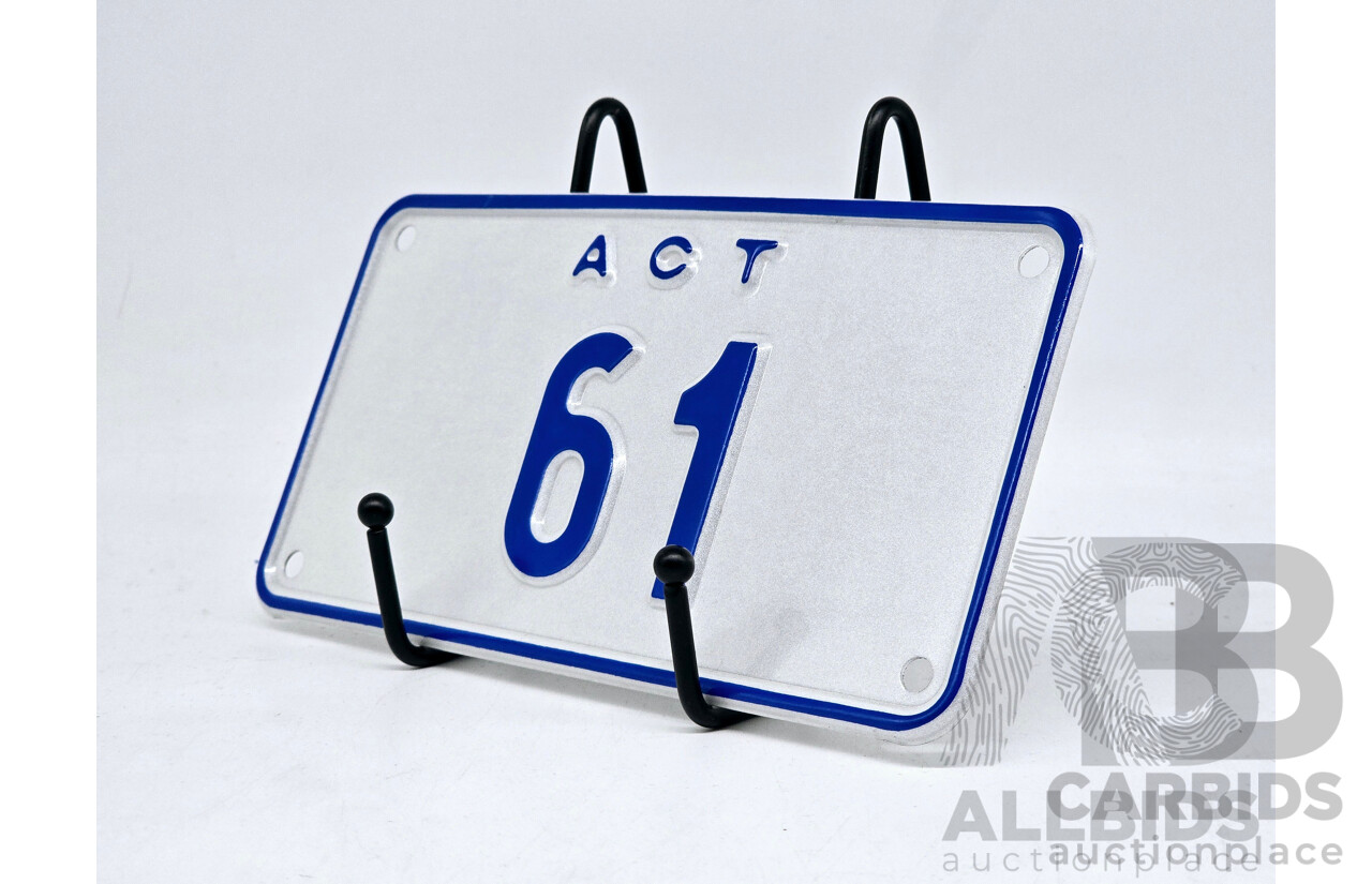 ACT Two Digit Numerical Motorbike Number Plate - 61