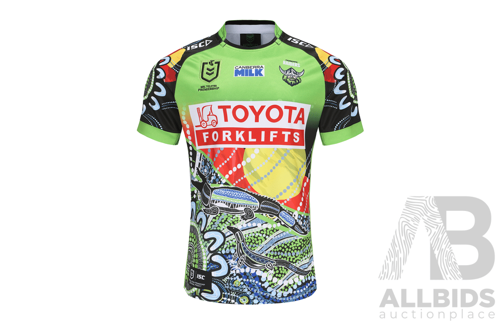 Signed by Matchday Team - Canberra Raiders 2023 Indigenous Jersey - Proceeds Towards Raiders Foundation