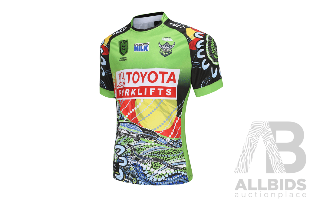 Signed by Matchday Team - Canberra Raiders 2023 Indigenous Jersey - Proceeds Towards Raiders Foundation