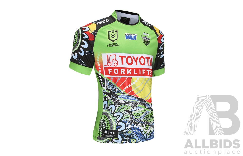 Signed by Matchday Team - Canberra Raiders 2023 Indigenous Jersey - Proceeds Towards Raiders Foundation