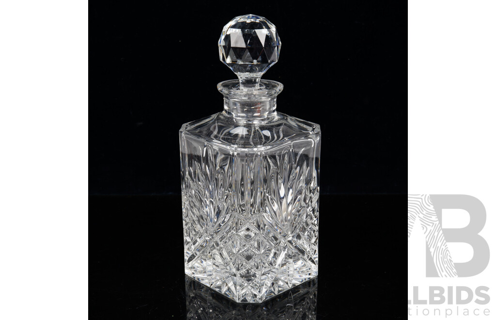 Heavy Square Form Crystal Decanter with Stopper