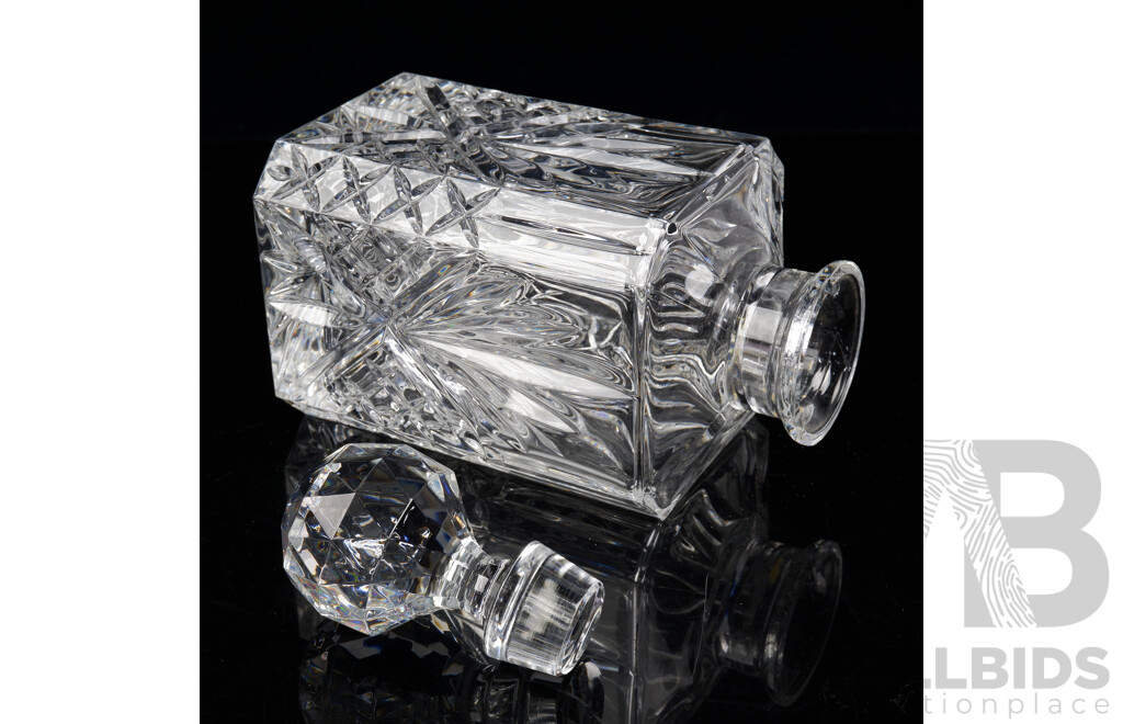 Heavy Square Form Crystal Decanter with Stopper
