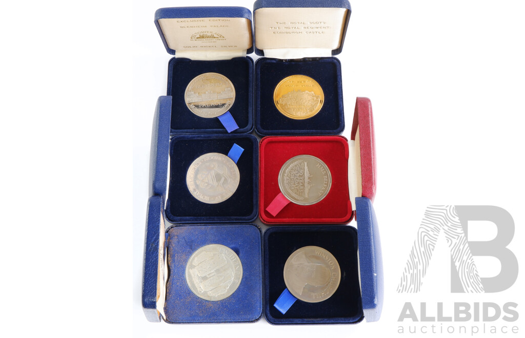 Collection Ten English Medallions Including Stonehenge, Madame Yussards and More