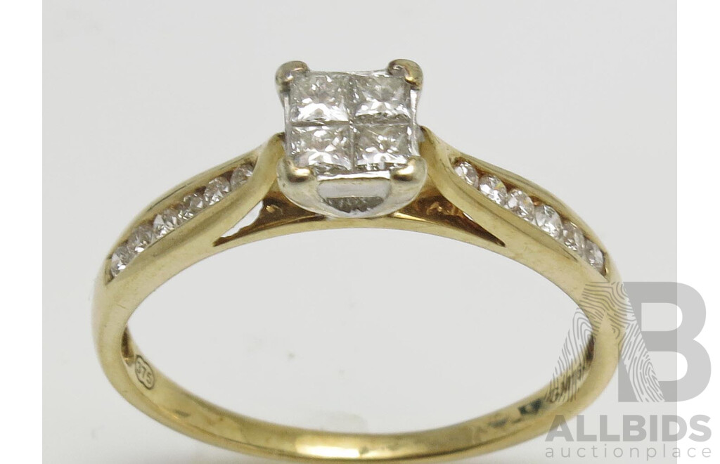 Half Carat Diamond Ring : 9ct Yellow & White Gold