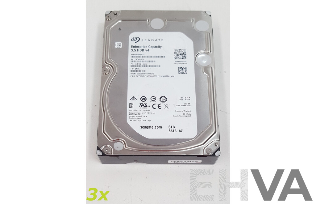 Seagate (ST6000NM0024) 6TB SATA 3.5-Inch Hard Drive - Lot of Three