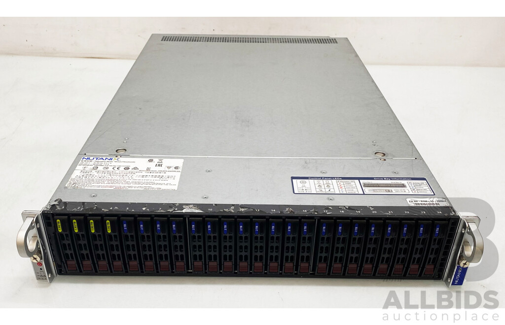 Nutanix (NXS2U1NS24G500) Dual Intel Xeon (E5-2699 V4) 2.20GHz-3.60GHz 22-Core CPU 2RU Server W/ 256GB DDR4 RAM & 47.68TB Storage