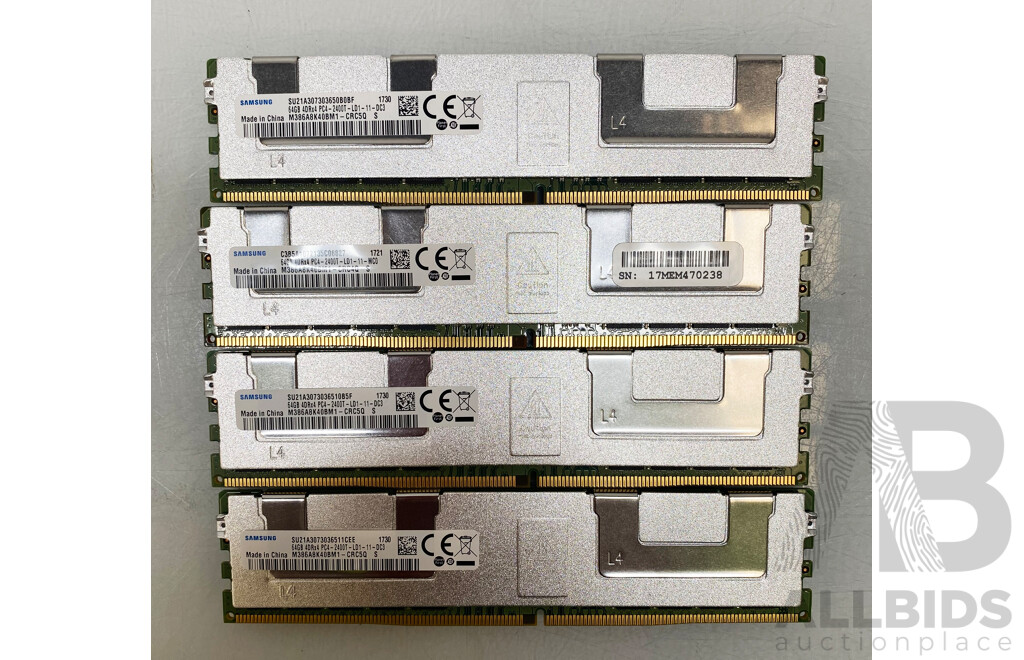 Samsung (M386A8K40BM1-CRC5Q &  M386A8K40BM1-CRC4Q) 64GB ECC DDR4 RDIMM RAM - Lot of Four
