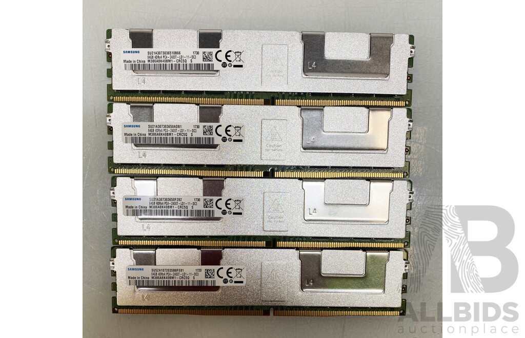 Samsung (M386A8K40BM1-CRC5Q) 64GB ECC DDR4 RDIMM RAM - Lot of Four