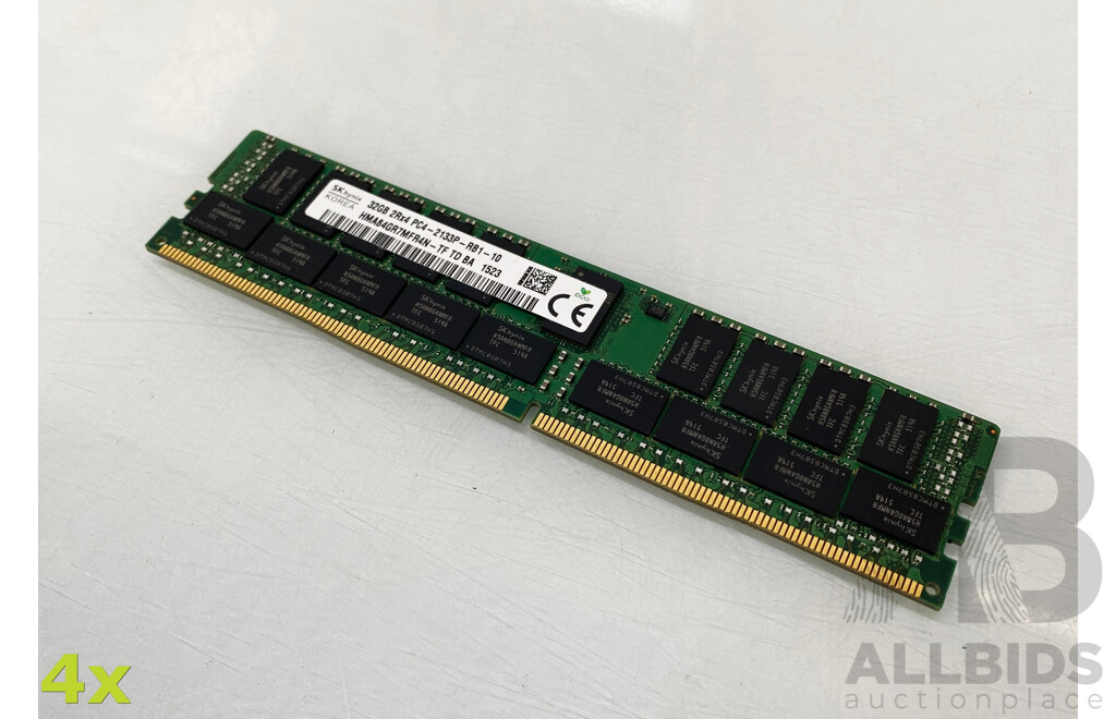 SK Hynix (HMA84GR7MFR4N-TF) 32GB ECC DDR4 RDIMM RAM - Lot of Four
