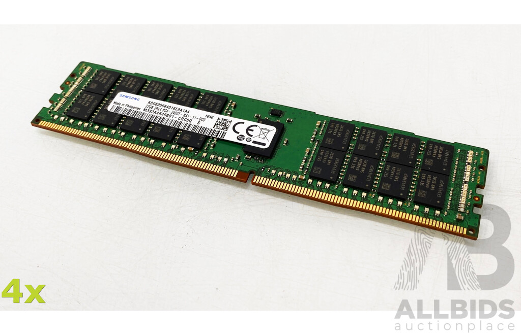 Samsung (M393A4K40BB1-CRC0Q) 32GB ECC DDR4 RDIMM RAM - Lot of Four