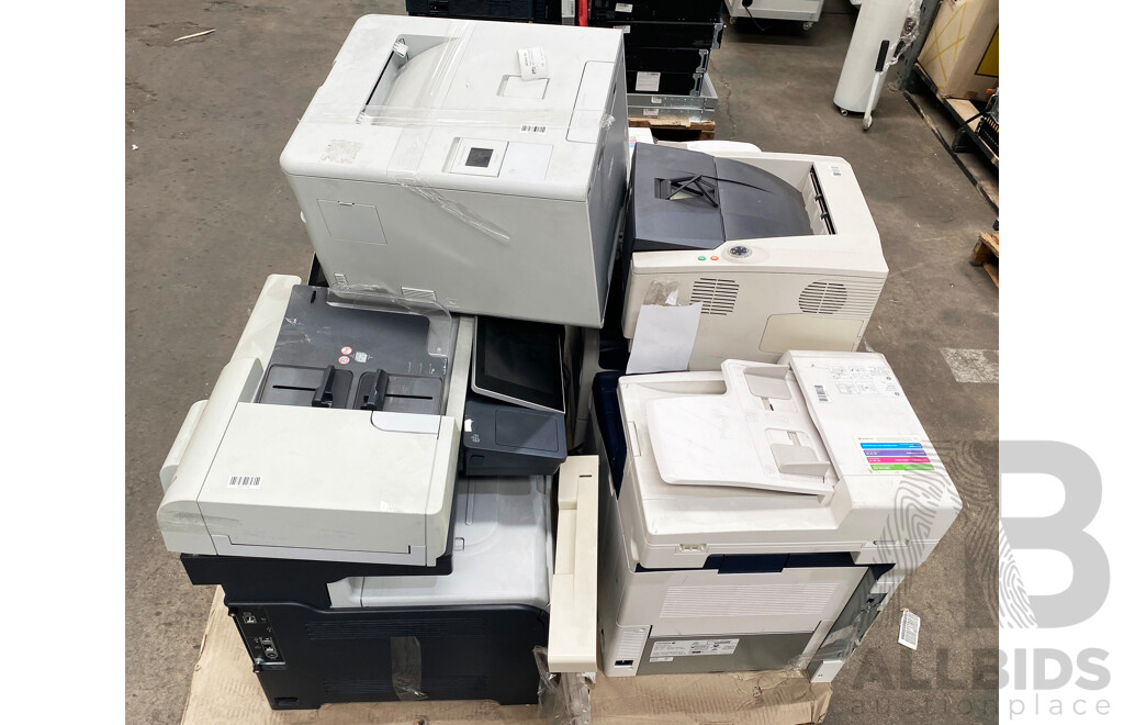 Pallet Lot of Assorted Printers (HP/Brother/Fuji)