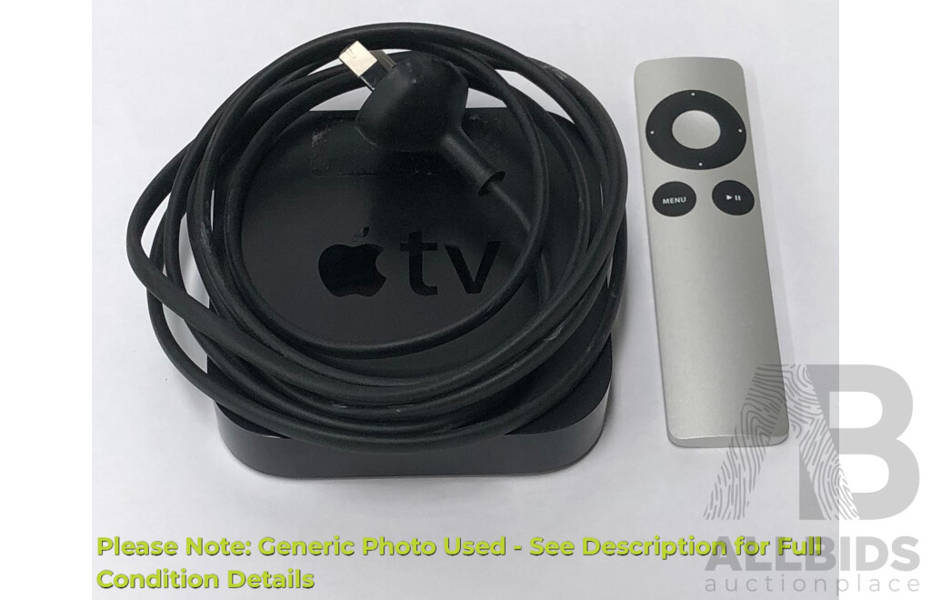 Apple TV (A1427) 3rd Generation HD Media Streamer W/ Power Supply & Remote Control