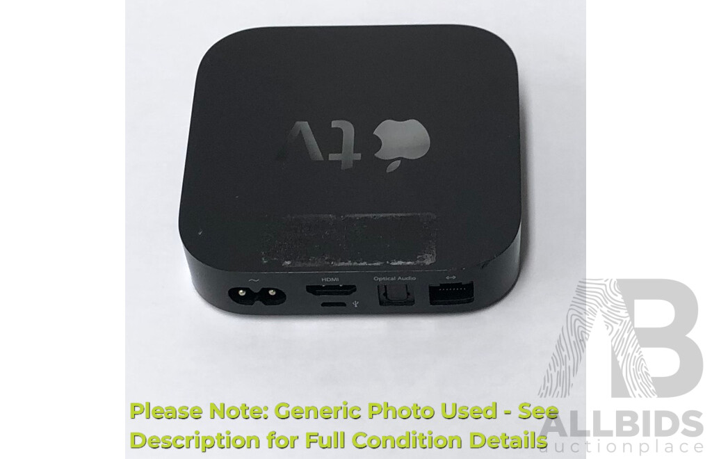 Apple TV (A1427) 3rd Generation HD Media Streamer W/ Power Supply & Remote Control