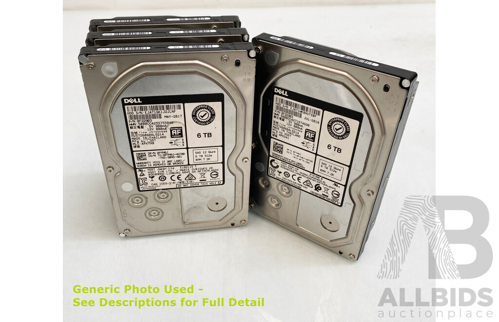 Dell (0F22903) 6TB SAS 12Gbps 3.5-Inch Hard Drives - Lot of Four
