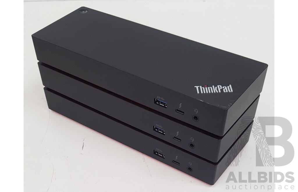 Lenovo (DK1841) ThinkPad Thunderbolt 3 Workstation Dock w/ Power Supply - Lot of Three