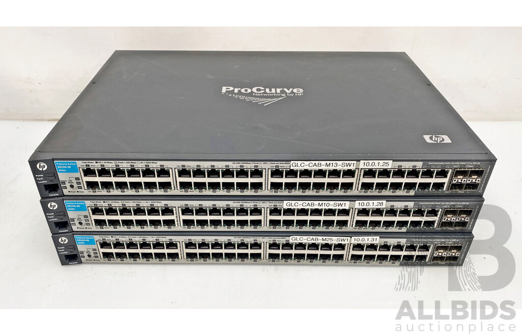 HP ProCurve (J9280A) 2510G-48 48-Port Gigabit Switch - Lot of Three