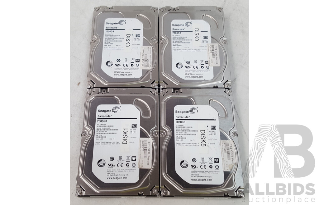 Seagate 2TB 3.5-Inch SATA Hard Drives - Lot of Four