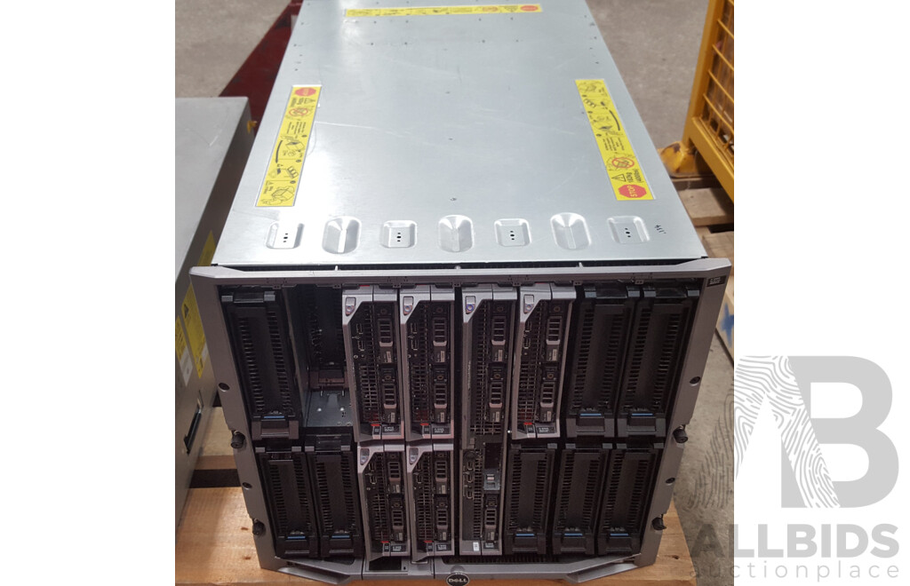 Dell PowerEdge M1000e Chassis w/ 6 x Assorted Dell Blade Servers