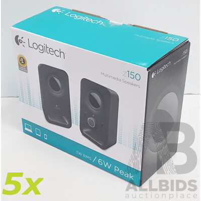 Logitech Z150 3W RMS / 6W Peak Multimedia Speakers *Brand New - Lot of Five