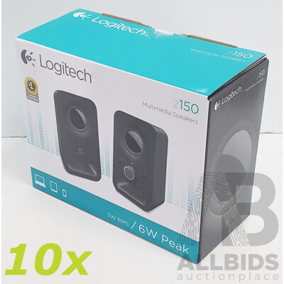 Logitech Z150 3W RMS / 6W Peak Multimedia Speakers *Brand New - Lot of Ten