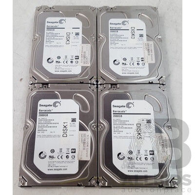 Seagate 2TB 3.5-Inch SATA Hard Drives - Lot of Four