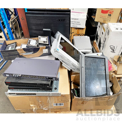 Pallet Lot of Assorted Routers/Switches/Hard Drives/Computers